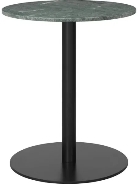 GUBI 1.0 Spisebord Rundt Ø60 cm M. Sort Base og Grøn Guatemala Marmor Top